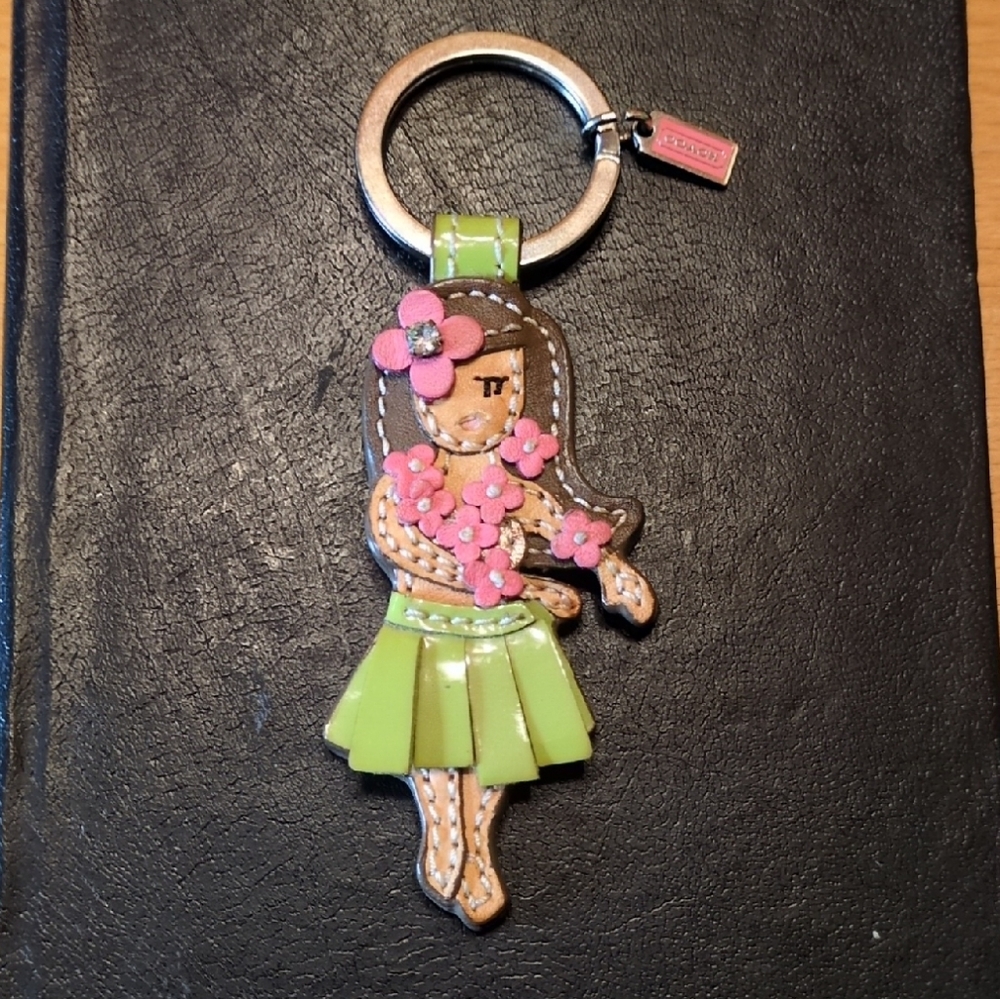 Coach  Leather Hula Girl Key Ring